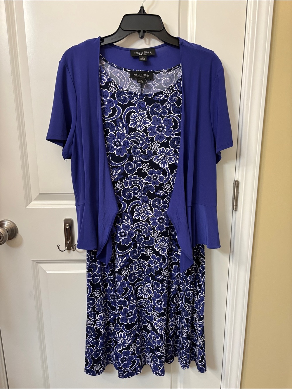 Perceptions Cobalt Blue Floral Midi Dress with Coordinating Jacket